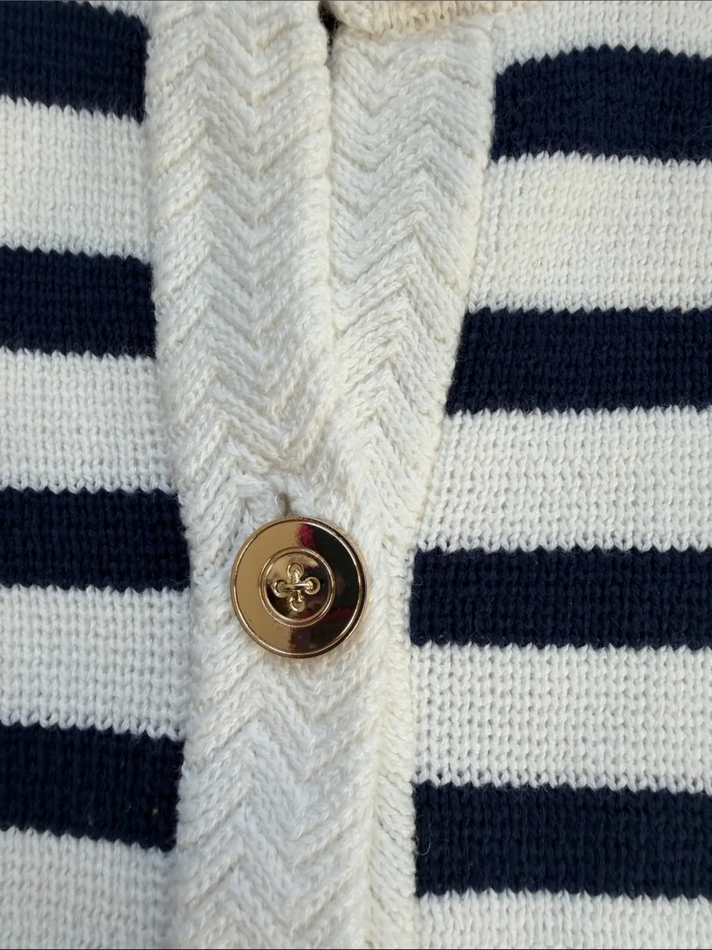 J. Crew Cream and Navy Striped Button Front Cardigan